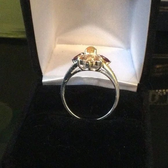Genuine Fiery Opal & Garnet Ring
